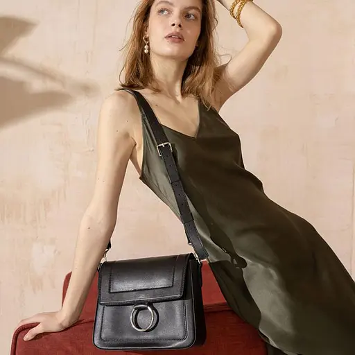 Жіноча шкіряна сумка Jessie чорна - фото 6