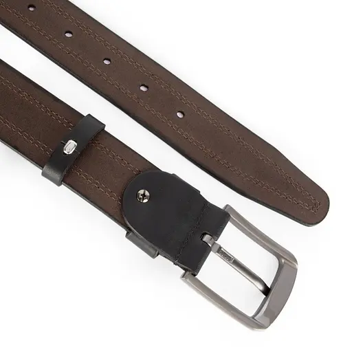 Ремінь чоловічий шкіряний зі строчкою коричневий SF-403 (125 см) - фото 3