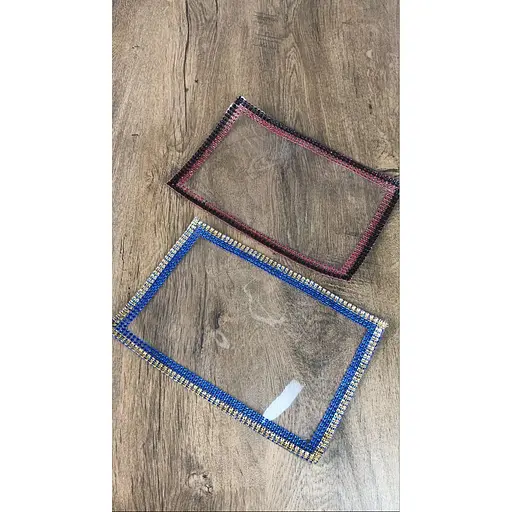 Підставки під столовий сервіз з червоно-чорною стразовою стрічкою 20х30 см - фото 3