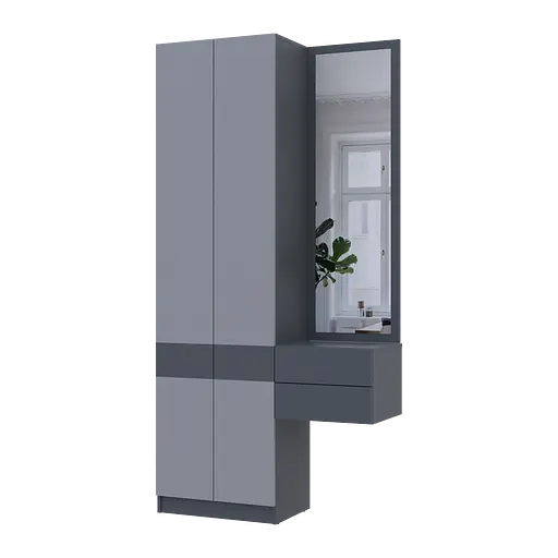 Прихожая Сола 1+2 Doros Графит / Серый ДСП / зеркало 105х40х215 (42005153)