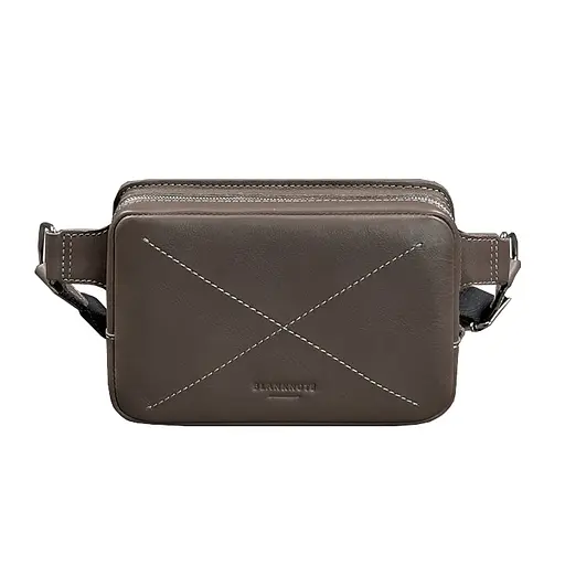 Шкіряна поясна сумка Dropbag Mini темно-бежева - фото 10