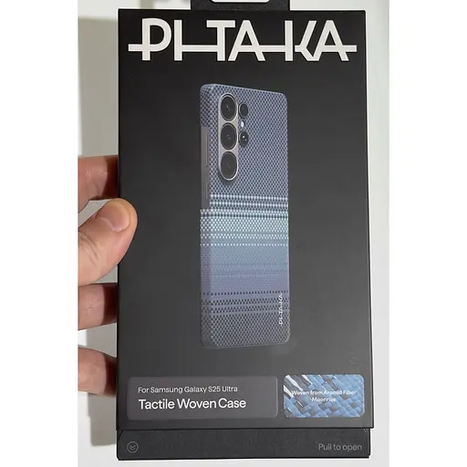 Оригинальный противоударный чехол Samsung Galaxy S25 Ultra Pitaka Tactile Woven Edge Case MagSafe (S938) Moonrise KS2502U - фото 2