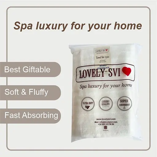 Набор полотенец Lovely Svi 3 шт.: 70 x 140 см, 50 x 90 см, 33 x 33 см Бежевый (701401) - фото 3