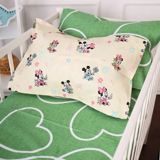 Комплект постельного белья MirSon Бязь 20-0043 Green Mikey Mouse 160x220 см зелено-бежевый (2200010273496) - фото 3