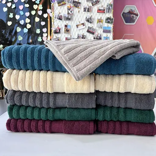 Набір 2 жакардові рушники Lovely Svi для ванної, на подарунок, 70 х 140 см и 50 × 90 см Oxford Stripe сірий (341124) - фото 6