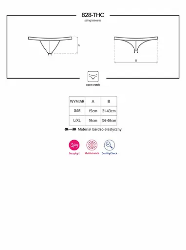 Мереживні стрінги з відкритою промежиною Obsessive 828 L/XL чорний - фото 6