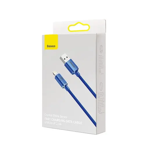 Кабель Baseus Crystal Shine Series Fast Charging Data Cable USB to iP 2.4A 2 м голубой - фото 2