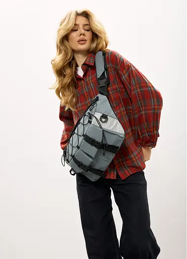 Женская сумка-бананка под ноутбук Sambag Urban Pro голубая 46×26 см (51411210) - фото 2