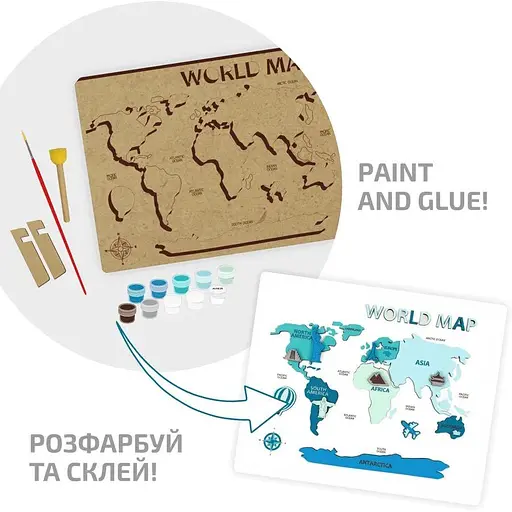 Набір картина 3D Rosa Talent World Map 3D МДФ 30 5х37х 5 см  - фото 2