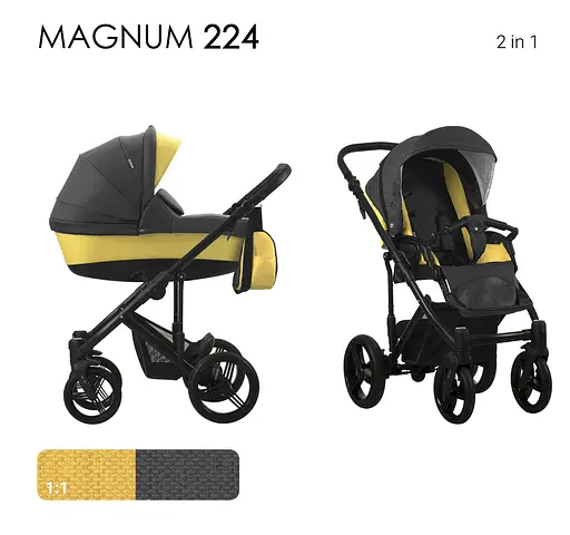 Універсальна коляска 2 в 1 Bebetto Magnum, 224 Графітово-жовтий (503.31.28.224) - фото 2