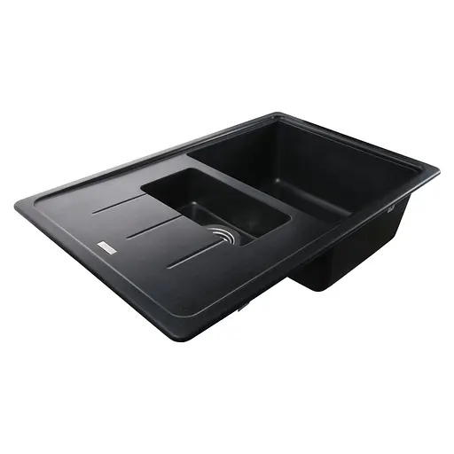 Гранітна мийка Globus Lux Izeo чорний металiк 780x500 мм А0001, Чорний - фото 3