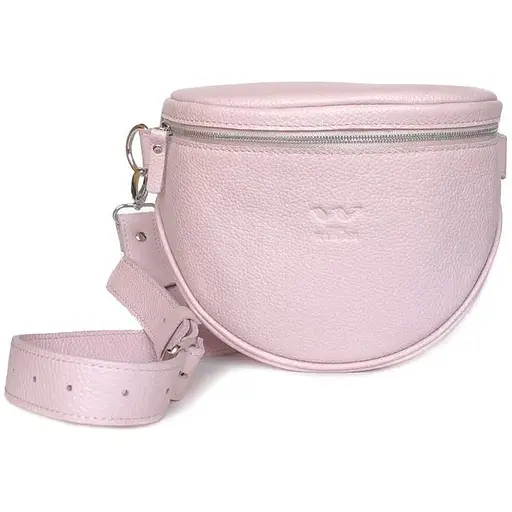 Шкіряна сумка поясна-кроссбоді Vacation рожева флотар - фото 1