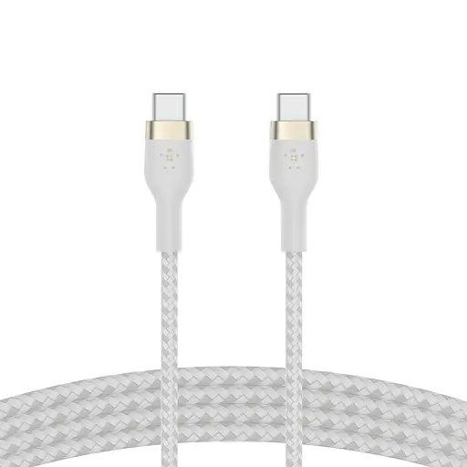 Belkin Кабель USB-С - USB-C плетеный, силиконовый, с ремешком на магните, 1м, белый