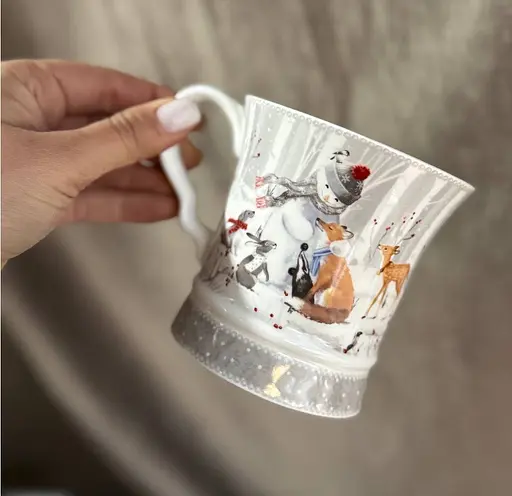 Чайный набор 2 чашки R36266 Друзья Снеговика керамика в подарочной упаковке 280 мл Белая - фото 2