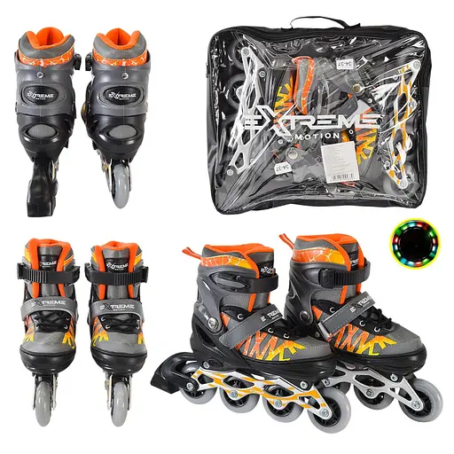 Детские ролики Extreme Motion Bambi RL2436 светящиеся колеса, серый, S (30-33) - фото 2