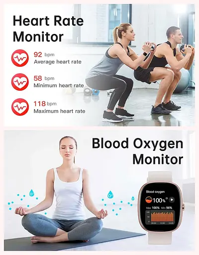 Розумний годинник HUAKUA для жінок і чоловіків (відповід/дзвінки), 1,85-дюймовий HD-розумний годинник для телефонів iPhone/Android - фото 8