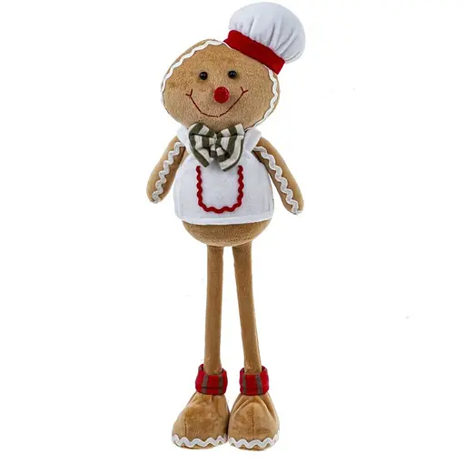 Мягкая новогодняя игрушка BonaDi Пряничный человечек 39см с белой шапочкой Фигурка декоративная Бежева - фото 1