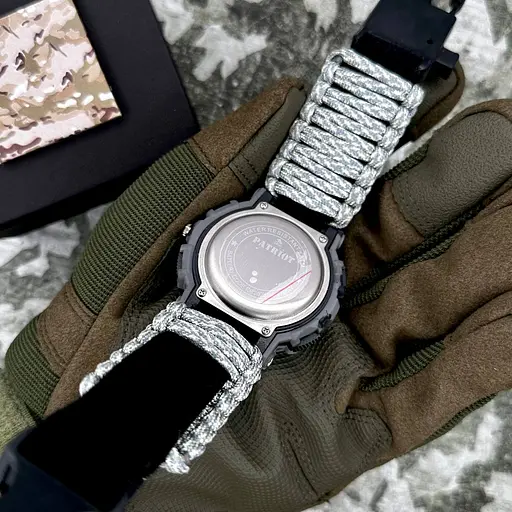 Наручний годинник чоловічий 005CMGYSU ЗСУ Сірий камуфляж Паракордний ремінець ACU + Коробка. Patriot acs0031042 - фото 5