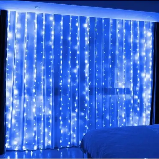 Новогодняя светодиодная гирлянда-штора Роса 3x2 м с 200 лампочками яркое Синее сияние - фото 1