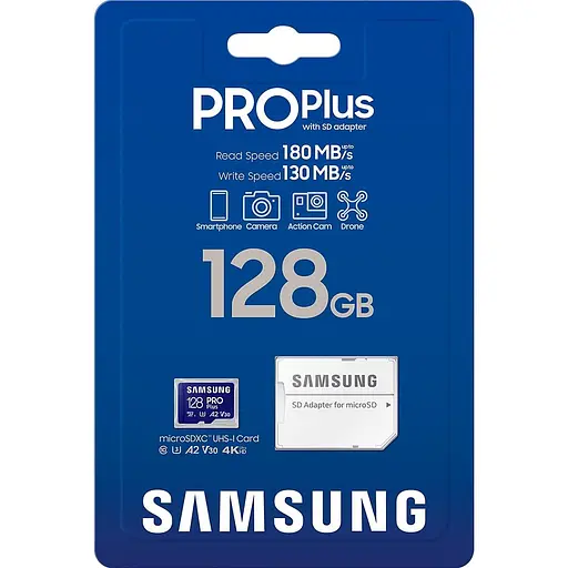 Карта памяти Samsung microSDXC 128GB C10 UHS-I R130MB/s PRO Plus - фото 3