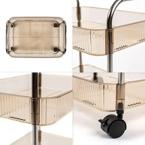 Этажерка Wall Sticker SW-00002110 мобильная двухъярусная универсальная из акрила и металла 40х28.5х45 см бежевая - фото 5