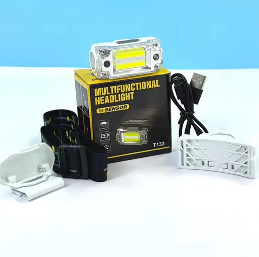 Налобный фонарь многофункциональный Bailong T133 с сенсором встроенным аккумулятором и USB зарядкой - фото 8