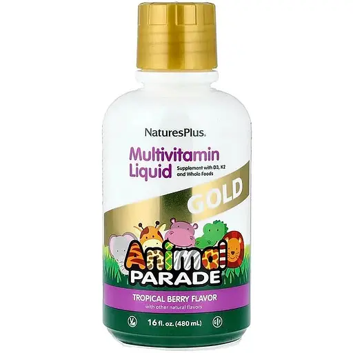 Жидкие витамины для детей Natures Plus Animal Parade Gold, 473 мл. - фото 1