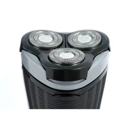 Електробритва Новий Харків НХ-8524 Фаворит Grey, 6W, роторна, сухе гоління, 3 головки для гоління, плаваючі подвійні леза, повторение контуров лица, живлення живлення від мережі, тример для скронь, електронна кнопка вмикання - фото 5