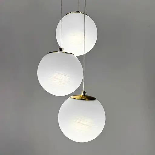 Люстра-пучок на 3 мармурових плафона | Line F | Арт. MJ141/3 AB+WT - фото 2