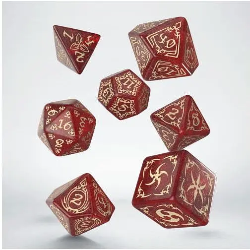Набір кубиків Q-Workshop  Tribal Dice Set: Shimmering red & Beige (7 шт.) (STRB03) - фото 1