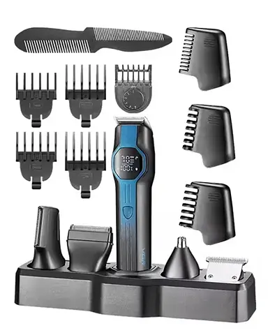 Триммер VGR V-173 13 в 1 аккумуляторный с LED-дисплеем машинка для стрижки Черный с Синим 5 Вт - фото 2