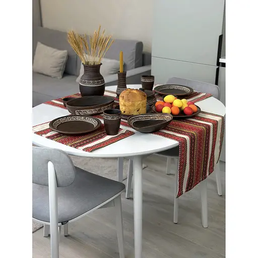 Пасхальний столовий сервіз керамічного (глиняного) посуду на 6 осіб Ангоб