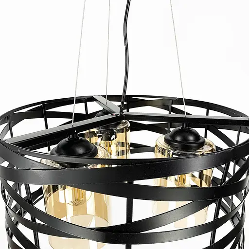 Люстра Лофт у чорному корпусі плетений овал Line.F Колір плафона Янтарний - фото 8