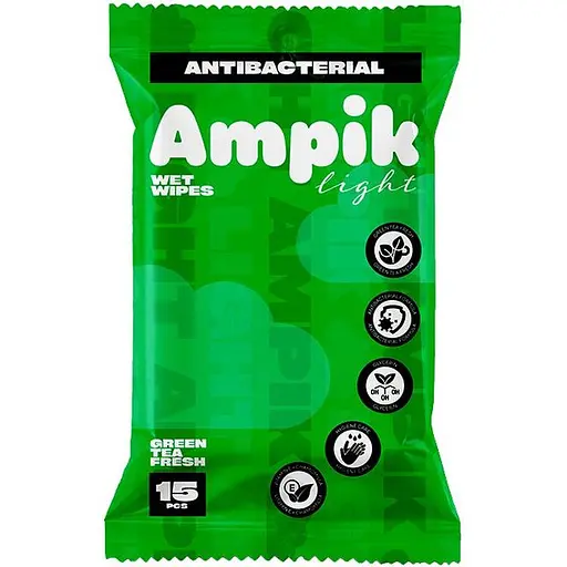 Вологі серветки Ampik Light антибактеріальні 15 шт. - фото 1