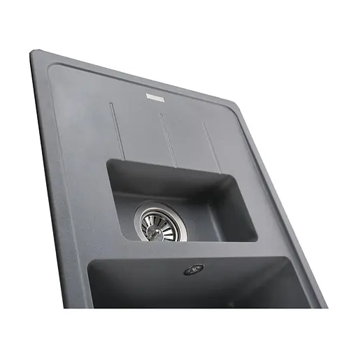 Гранітна мийка Globus Lux Izeo сірий металік 780x500 мм А0003, Сірий - фото 4
