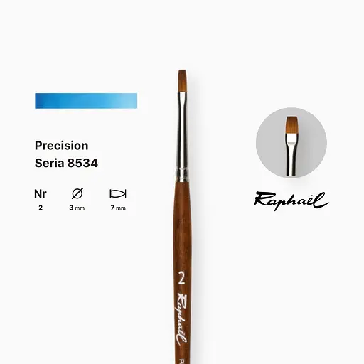 Кисть синтетика плоская (имитация соболя) Raphael Precision, №2, короткая ручка - фото 2