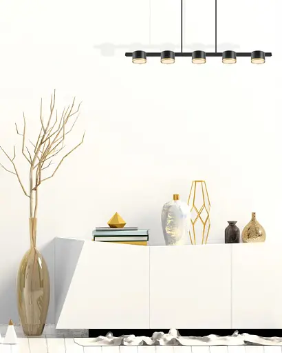 Подвесной светильник, люстра над столом, барной стойкой Goldlux 328076 Mirella GX53 5x6W 4000K 660Lm IP20 Черный - фото 3