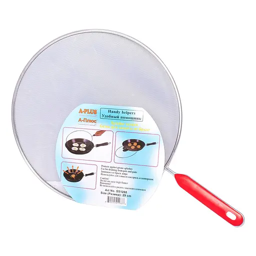 Екран кришка від бризок із ручкою A-Plus на сковороду d-29 см, A-plus 85764 - фото 9