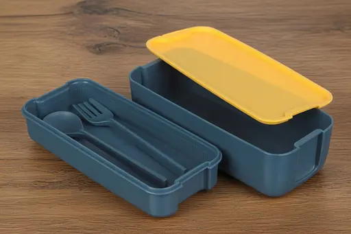 Ланч-бокс эко на 2 яруса с приборами Laprida Синий 750 мл (64-21-1165) - фото 4