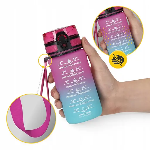 Пляшка для води 4FIZJO спортивна 500 мл 4FJ0628 Pink/Sky Blue (P-5905973400749) - фото 9