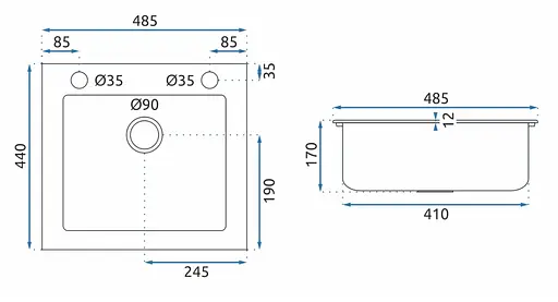 Кухонна мийка гранітна Rea West black ZLE-00120, Чорний - фото 5