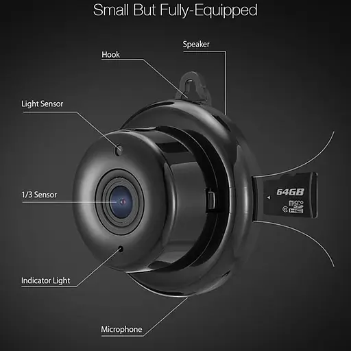 Мини wifi камера IP Konlen KL-Q2, беспроводная, 2 Мп, 1080P, SD карта до 128 Гб, без аккумулятора (100205) - фото 5
