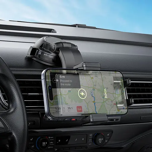 Автодержатель Hoco HW22 с беспроводной зарядкой 15W черный - фото 7