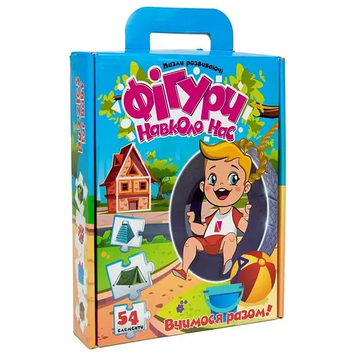 Учебные пазлы Strateg Фигуры вокруг нас 54 пазла на украинском языке (30911)