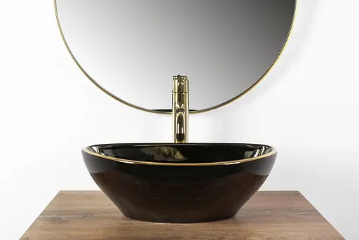 Умивальник Rea Sofia edge накладний black gold REA-U3695, Чорний - фото 4