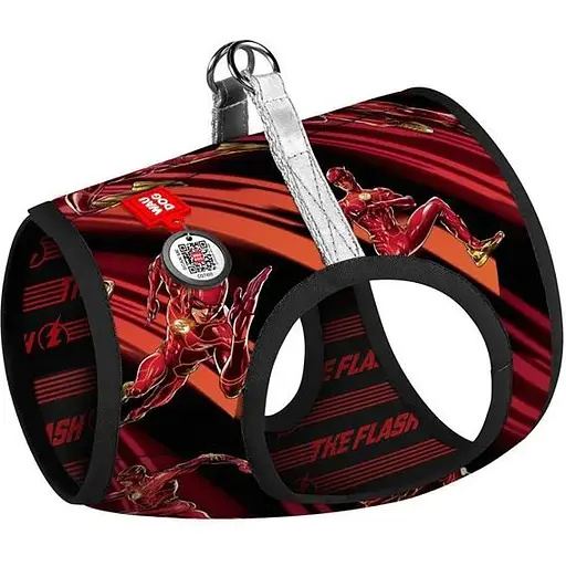 Шлейка для собак Waudog Clothes мягкая с QR паспортом, рисунок "Скорость Флеша", S1