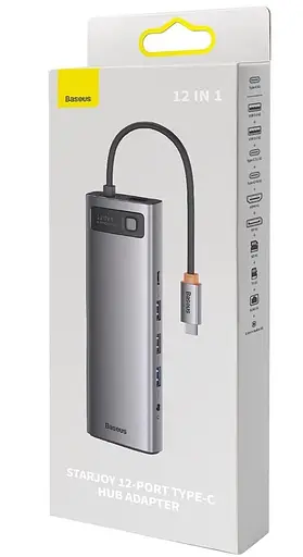 USB-хаб Baseus Metal Gleam Series 12-in-1 (Type-C to HDMI+USB3.1*2+USB3.0*2+Type-C 3.1+PD+RJ45+SD/TF gray (WKWG020213) - фото 6