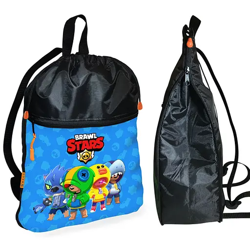 Рюкзак-мешок для обуви,спортивной формы Бравл Старс детская сумка для сменки с расширителем (01219)