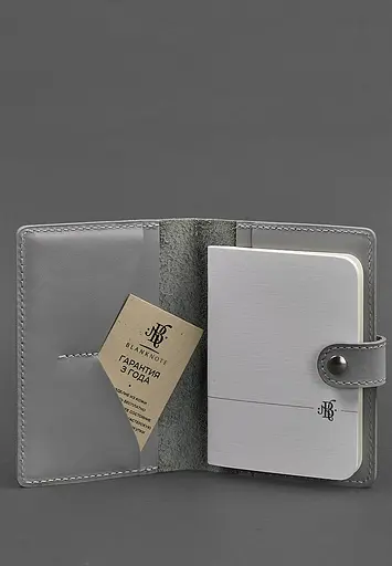 Кожаная обложка для паспорта 3.0 серая - фото 3