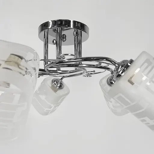 Серебряная люстра на 5 матовых плафонов с узором Ø 58 см Ст. 2286/5B CH | Line F - фото 2